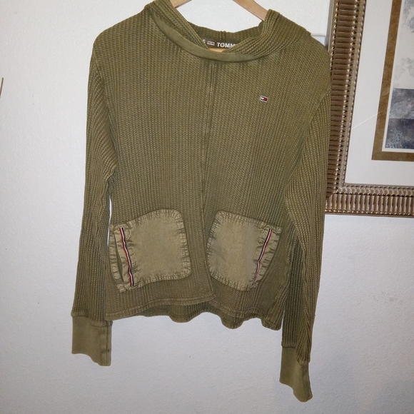 Tommy Hilfiger mixed media waffle hoodie shirt sz XL - Picture 2 of 5